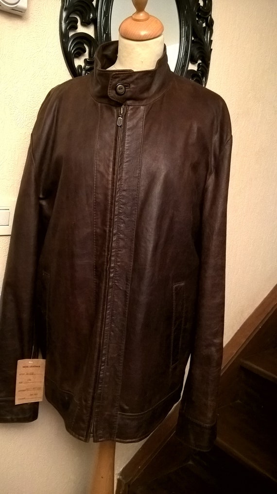 Jacket leather jacket men, men's clothing, brown j