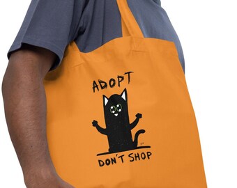 Black cat ILY - ecological tote bag| Organic tote bag | Black cat| Sign language