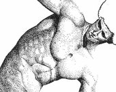 illustration dotart - Discobole revisité - sculpture Myron - le pika