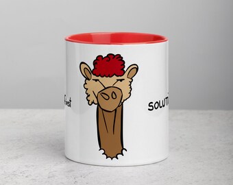 Mug Gronchon, colorful mug funny llama