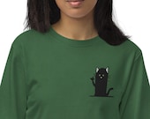 Chat noir ILY - broderie | sweatshirt écologique