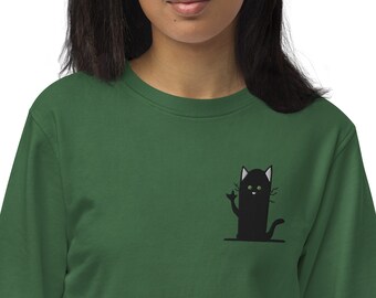 Black cat ILY - embroidery | Eco-friendly sweatshirt