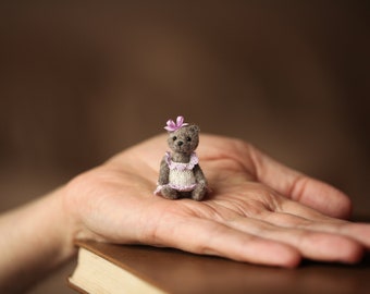 Bear Crochet bear Miniature bear Thread bear Kamilakw Artist bear Doll house