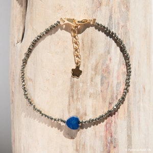 lapis lazuli and pyrite heart bracelet