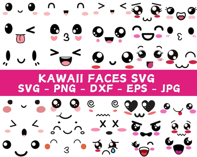 Kawaii Face Svg, Cute Face Clipart, Cartoon Face Svg, Cute Face Svg ...
