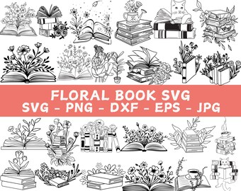Floral Book SVG: Wildflower Clipart for Book Lovers (Digital Download)
