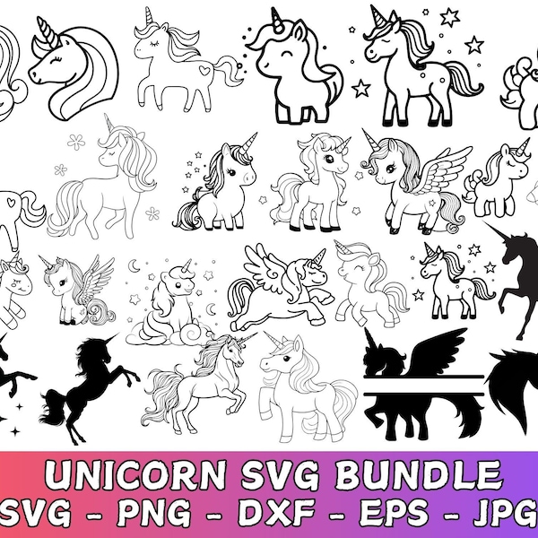 Unicorn SVG Bundle, Birthday Monogram Cut Files (Digital Download)
