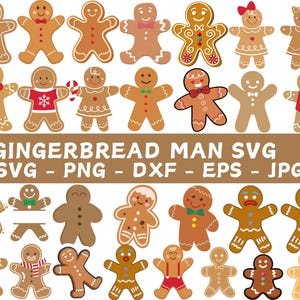 Gingerbread man svg, peperkoek vrouw svg, kerst svg, bundel svg's, gelaagde snede, peperkoek png, peperkoek dxf, gingerbread man eps