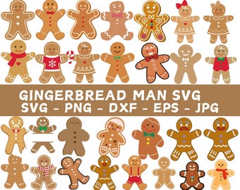 Gingerbread Man SVG Bundle: Christmas Cut Files (Digital Download)