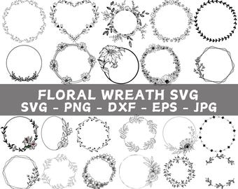 Paquete SVG de corona floral: laurel, flor y marcos circulares (descarga digital)