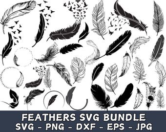 Feather Birds SVG Bundle: Flying Feather Silhouette (Digital Download)