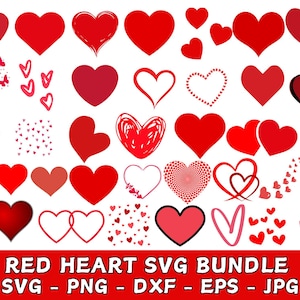 Rotes Herz SVG, Valentinstag svg, rote Herzen bündeln, Liebe svg, Herz svg, sofortiger Download, Liebhaber-Svg-Bundle, rotes Herz Png-Bundle.