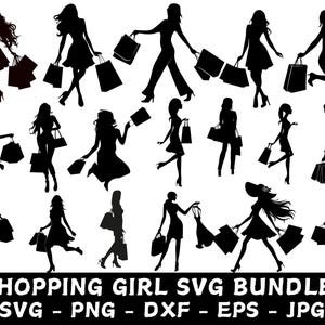 ショッピングガール SVG\ ショッピングガール SVG バンドル\ ショッピングガール クリップアート\ ショッピングガール カットファイル\ ショッピングガール Cricut\ ショッピングガール シルエット