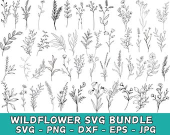 Wildflower SVG Bundle: Botanical Vector Clipart (Digital Download)