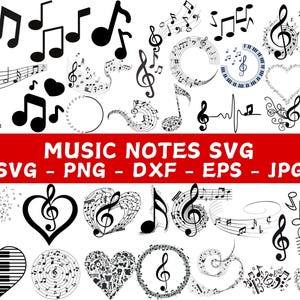 MUSIKNOTEN SVG, Musiknoten Bundle SVG, Musiknoten Clipart, Musiknoten Schnittdateien für Cricut, Musiknoten Vektor