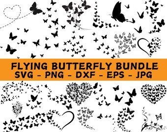 Paquete SVG de enjambre de mariposas: archivo de corte de silueta (descarga digital)