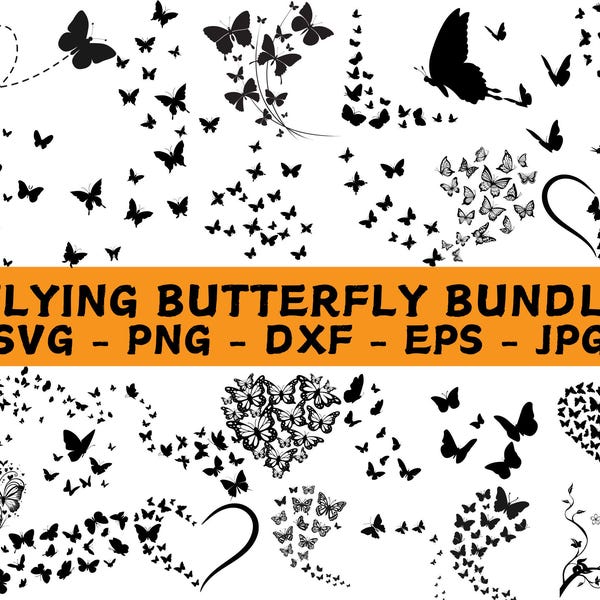 Butterfly Swarm SVG Bundle: Silhouette Cut File (Digital Download)