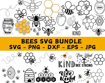 Bee SVG Bundle: Hand-Drawn Honeycomb Clipart (Digital Download)