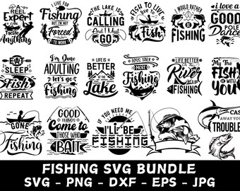 Fishing SVG Bundle: Fisherman & Bass Designs (Digital Download)