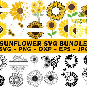 Zonnebloem SVG, zonnebloem Cricut, zonnebloem clipart, zonnebloem gesneden bestand, SVG-bestanden voor Cricut, zonnebloem silhouet, bloem Svg, Vector, png