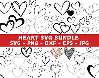 Heart SVG Bundle, Hand Drawn Doodle Hearts (digital Download) - Etsy