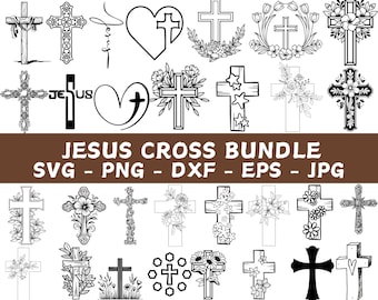 Christian Cross SVG Bundle: Floral, Distressed, Religious Clipart (Digital Files)
