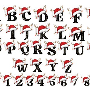 Pacote de alfabeto de Natal PNG, letras A-Z PNG para Cricut, Silhouette Cameo, sublimação png, ideia de presentes de Natal personalizados, nome de família
