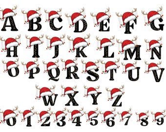 Christmas alphabet PNG Bundle, A-Z Letters PNG for Cricut, Silhouette Cameo, png Sublimation, personalize Christmas gifts idea, family name