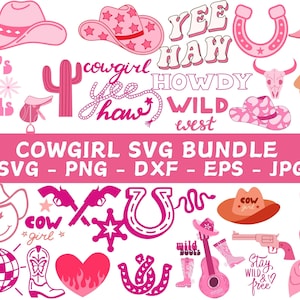 Cowgirl SVG Bundle: Boots, Hat, Skull, Horseshoe (Digital Files)