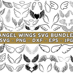 Alas de ángel Svg/ Alas de ángel Png/ Alas de ángel Clipart/ Ángel en el cielo Svg/ Alas de ángel Archivos cortados/ Archivos SVG para Cricut/ Ala de ángel