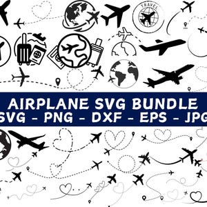 Airplane SVG Bundle: Travel Clipart, Silhouette Graphics (Digital Download)
