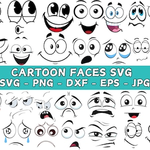 Cartoon Emotion Faces SVG Bundle | Smiley Face Svg Bundle | Cute Funny Face SVG | Kawaii Face SVG | Cartoon face clipart | Comics face