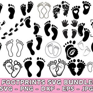 Footprints SVG Bundle, Foot Prints Png Bundle, Baby Feet SVG, Baby Footprint Svg, Feet svg, Baby Birthday Clipart, Cut Files for Cricut