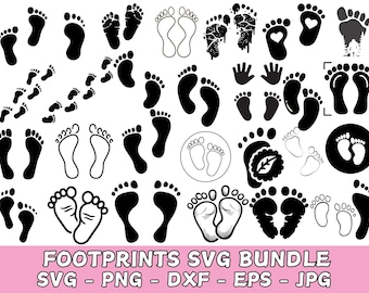 Baby Footprints SVG Bundle: Feet Clipart, Cricut Cut Files (Digital Download)