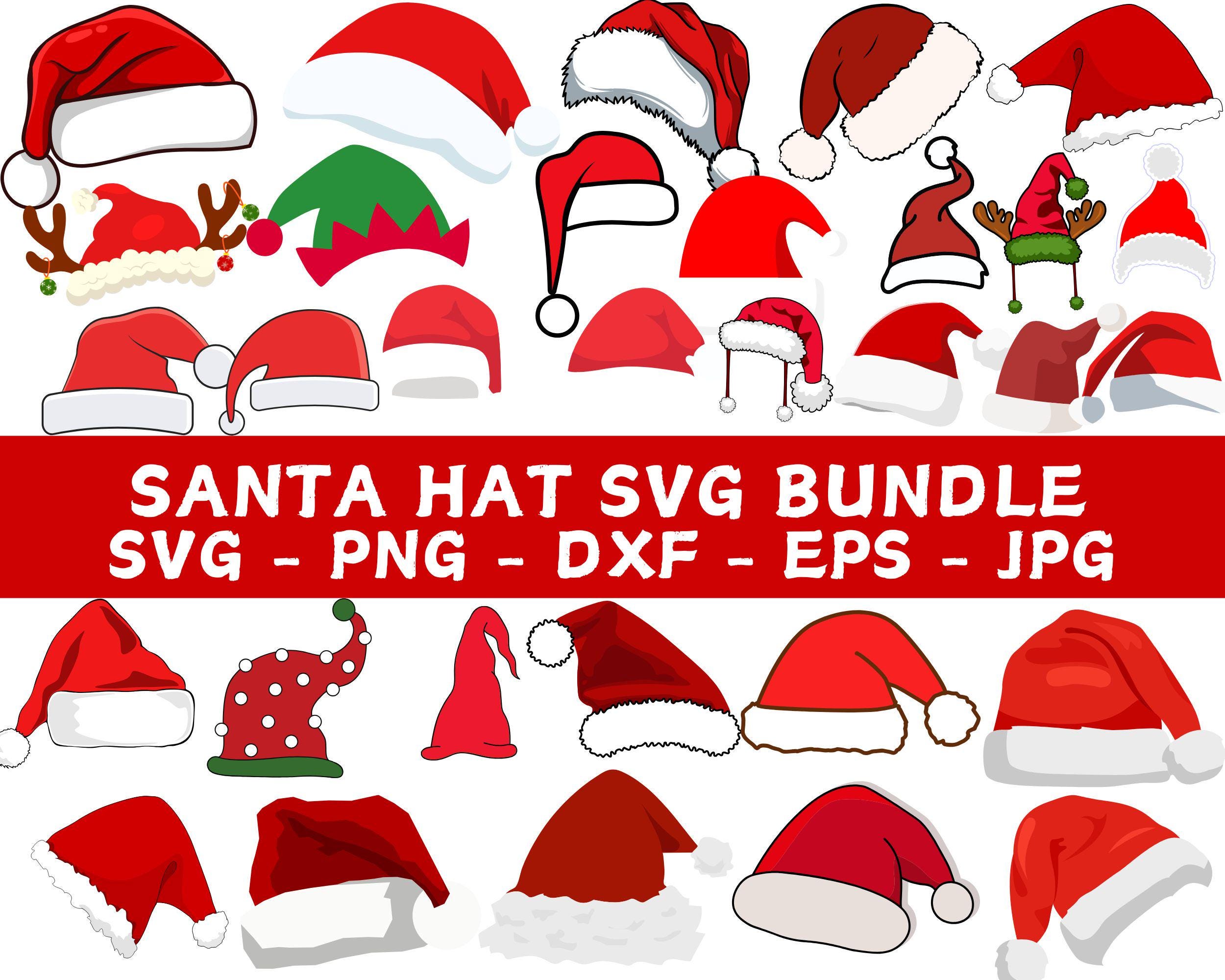 Santa Hat Svg Bundle, Christmas SVG, Santa Hat Silhouette, Christmas Svg Cut Files, Santa Claus Hat Svg, Reindeer Santa Hat svg, Xmas Svg