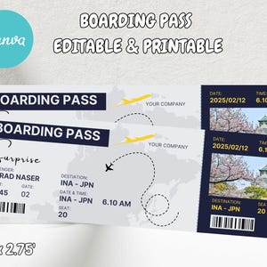 Carte d'embarquement imprimable Billet d'avion-cadeau Voyage surprise Révélez des vacances surprises Téléchargement instantané | Billet modifiable Cadeau Pour lui Pour elle