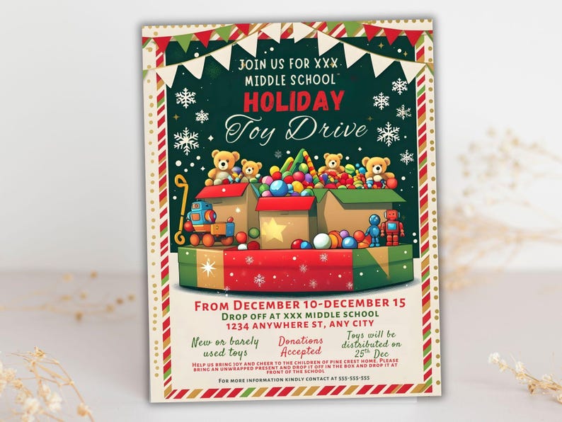 Editable Holiday Toy Drive Flyer Template (digital Download) - Etsy