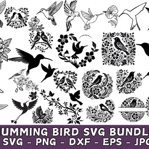 Hummingbird Flower Svg Bundle, Flower Bouquet Svg, Floral Humming bird Svg, Bird Svg, Hummingbird Clipart, Hummingbird Svg, Files for Cricut