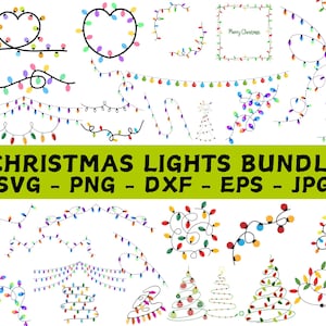 Luces navideñas SVG, cadena de luces navideñas SVG, luces navideñas, archivo de corte navideño, Svg navideño, Cricut, silueta, vector