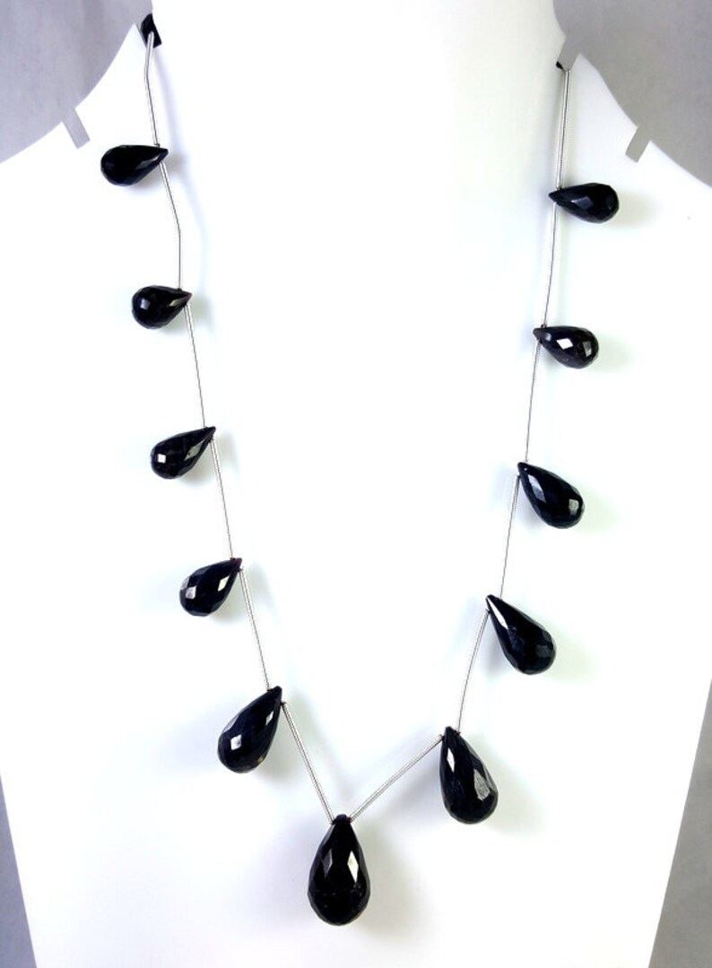 BLACK SAPPHIRE GEMSTONE Necklace Jewelry Faceted Drop Shape Perfect Women Necklace Jewelry 20 Inches Length Sapphire Jewelry 204.20 Carat