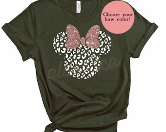 Leopard Print Minnie Shirt | Minnie Disney Shirt | Best Friends Disney Shirts | Minnie Mouse Shirts | Glitter Minnie Shirt | Gifts Under 30