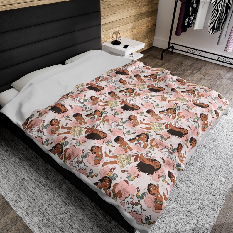 Deken Moana en Pua | Leuke Hei Hei-deken | 50 x 60 deken prinsessenkamerdecoratie | 60 x 80 verjaardagscadeaus afbeelding 4