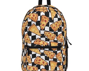 Pizza Lover's Backpack | Checkered Boys Backpack | Back to School | Checkered Pizza Backpack for Kids and Adults