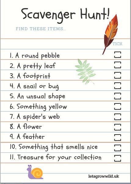 Nature and Scavenger Hunt Printable Worksheets X 28 Etsy