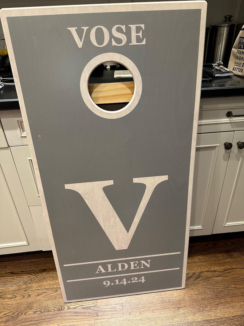 Premium quality cornhole boards with custom wedding logo ( engagement gift )