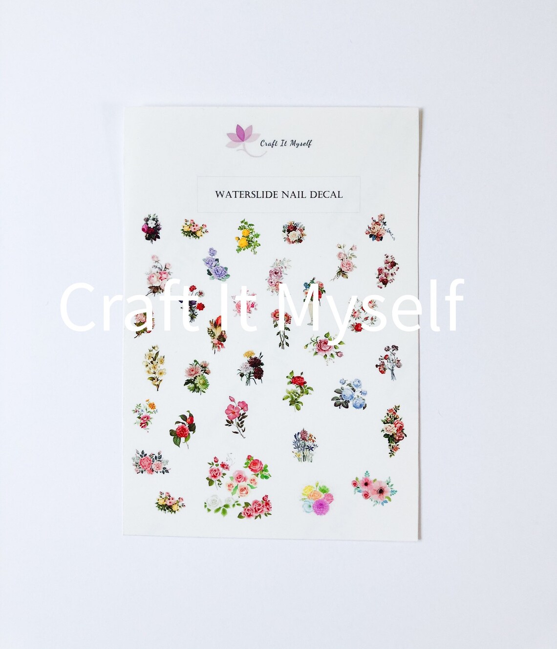 Flower Nail Decals Floral Nail Decals Waterslide Decal for | Etsy