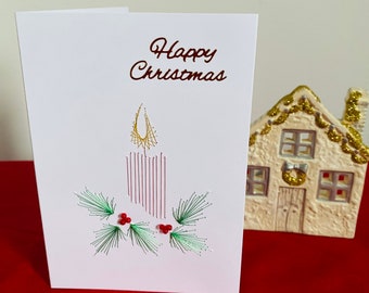 Christmas Card Candle  , handmade Christmas card, candle