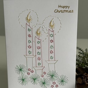 Bougies de carte de Noël, carte de Noël faite main.  Carte de Noël