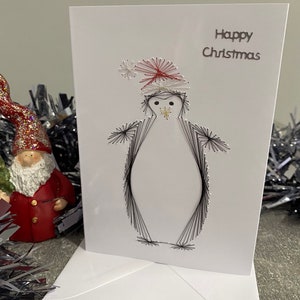 Handgemaakte pinguïn, kerstkaart, pinguïn