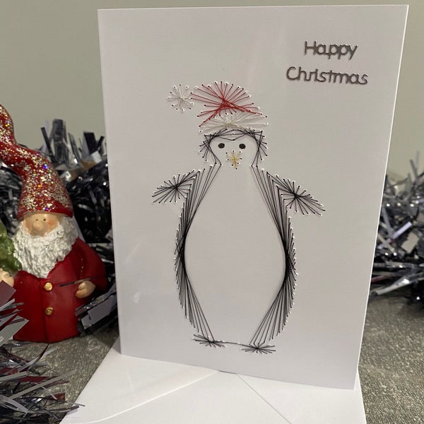 Handmade penguin, Christmas card, penguin